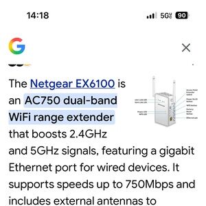 netgear white WiFi Range Extender with External Antennas